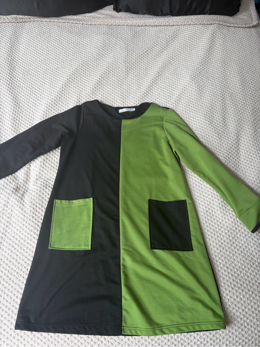 Huiermei split-front colorblock tunic dress